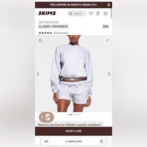 Skims Cotton Fleece Classic Crewneck